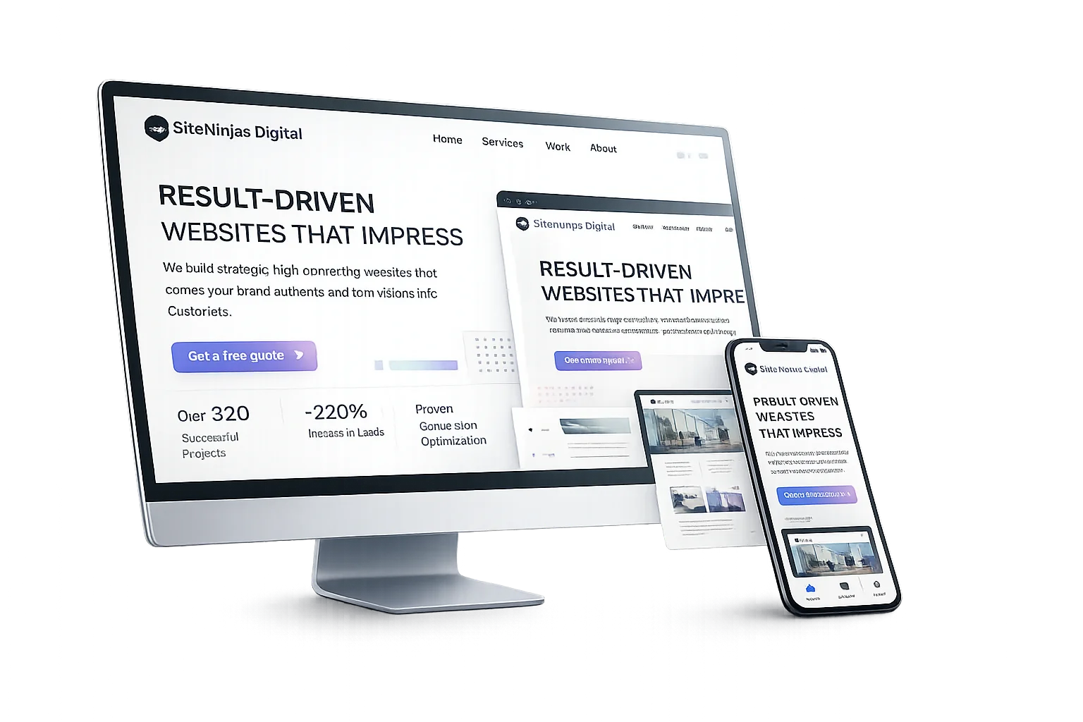 Desktop and mobile website mockup representing responsive brand and website design for Site Ninjas Digital.
