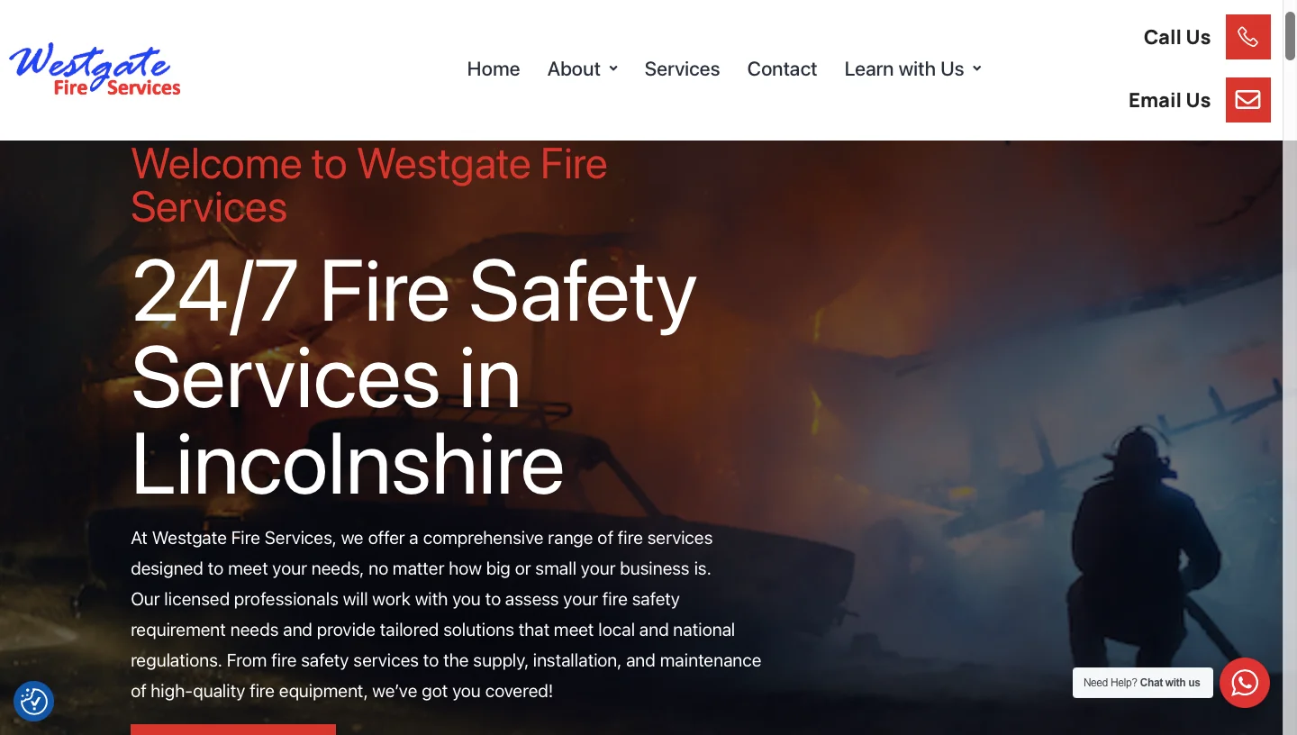 Westgate Fire Services website design displayed on laptop showcasing commercial fire protection services website built by Site Ninjas Digital