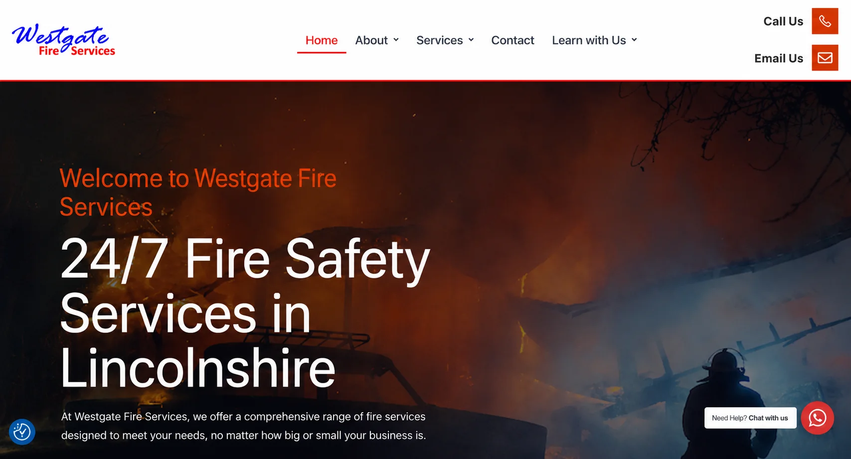 Westgate Fire Services Homepage created by Site Ninjas dIGITAL